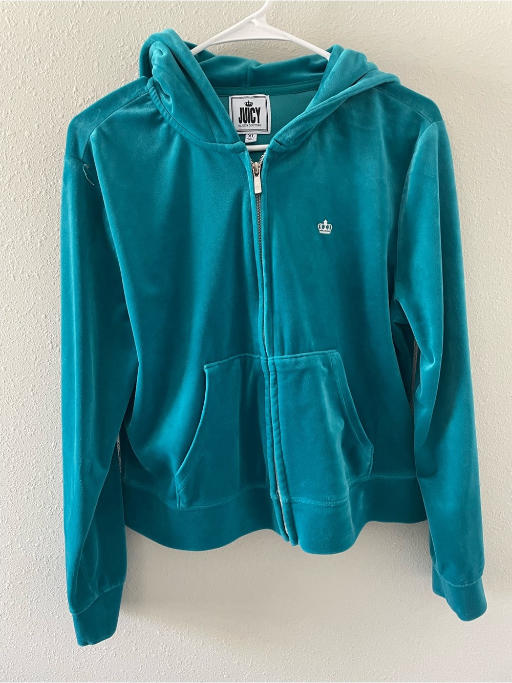 Juicy Couture Girls' Teal Velour Zip Hoodie